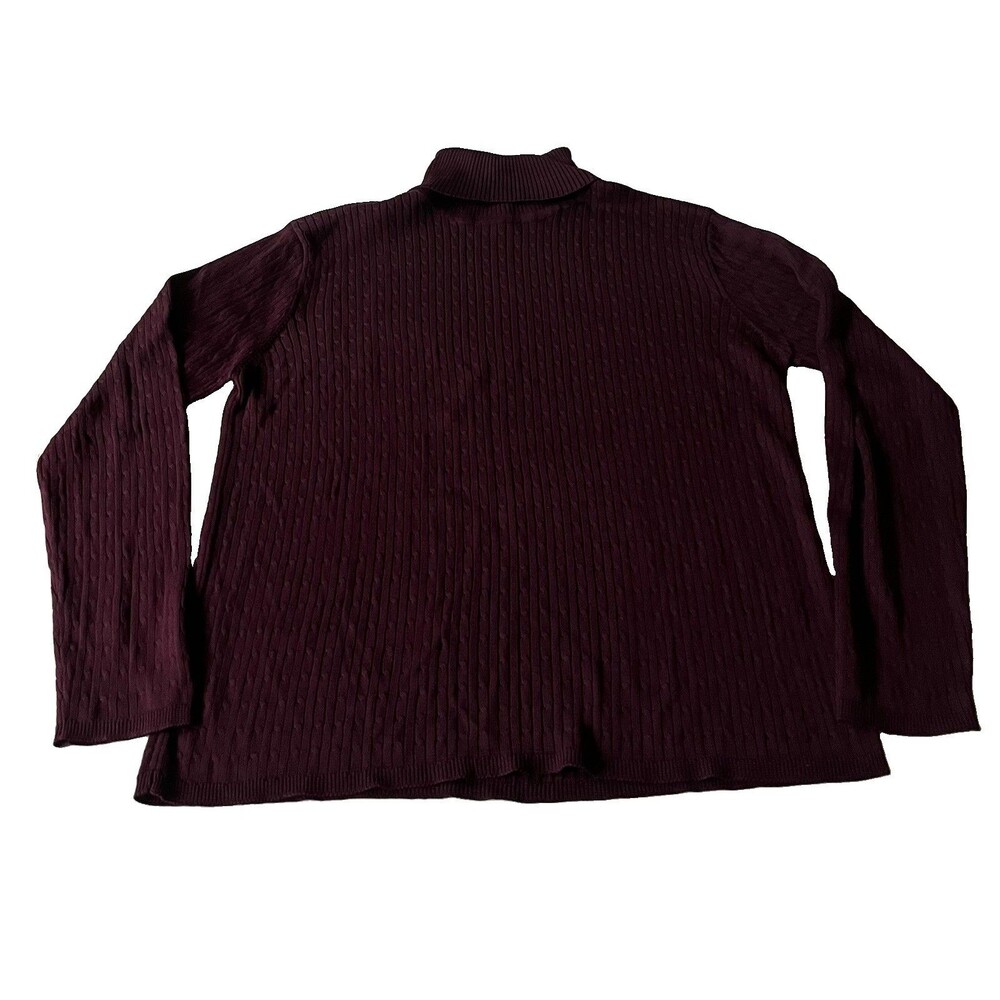 Vtg Brooks Brothers Sweater Women’s Large Turtleneck 100% Silk Burgundy Ribbed - Picture 2 of 6
